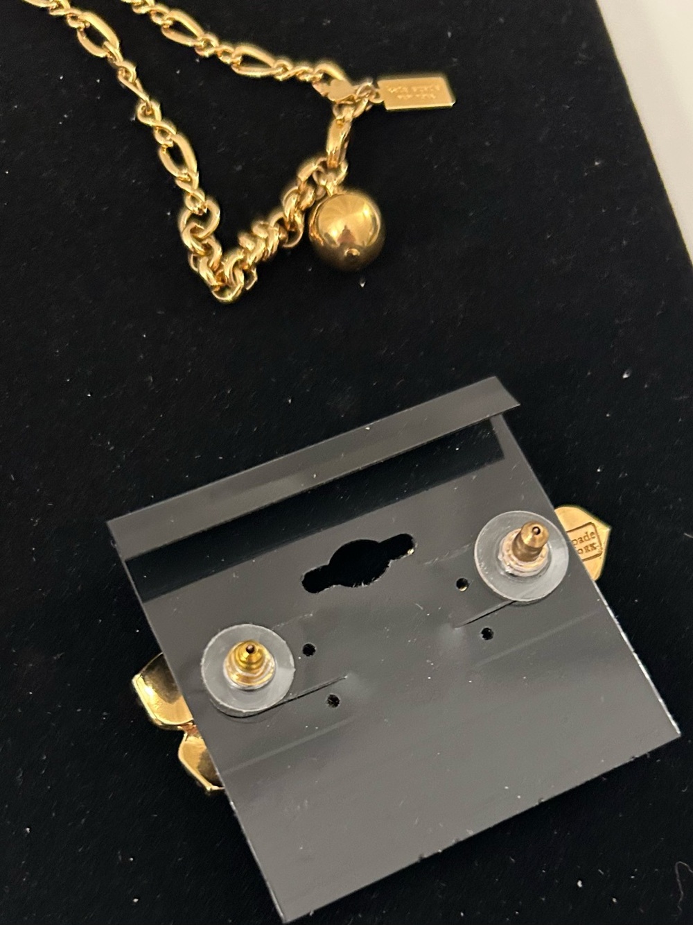 Kate Spade Cream Floral Gold-Tone Necklace and Stud Earring Set - Picture 2 of 2